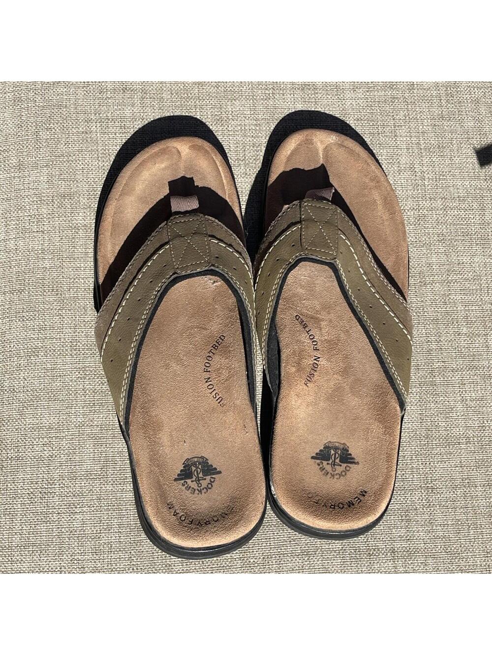 Dockers Men Laguna Beach Pool Flip Flop Thong Sandals Tan Brown 11 M